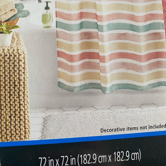 Fabric shower curtain with design💦NWT💦striped pattern💦bright colored design - Picture 10 of 14